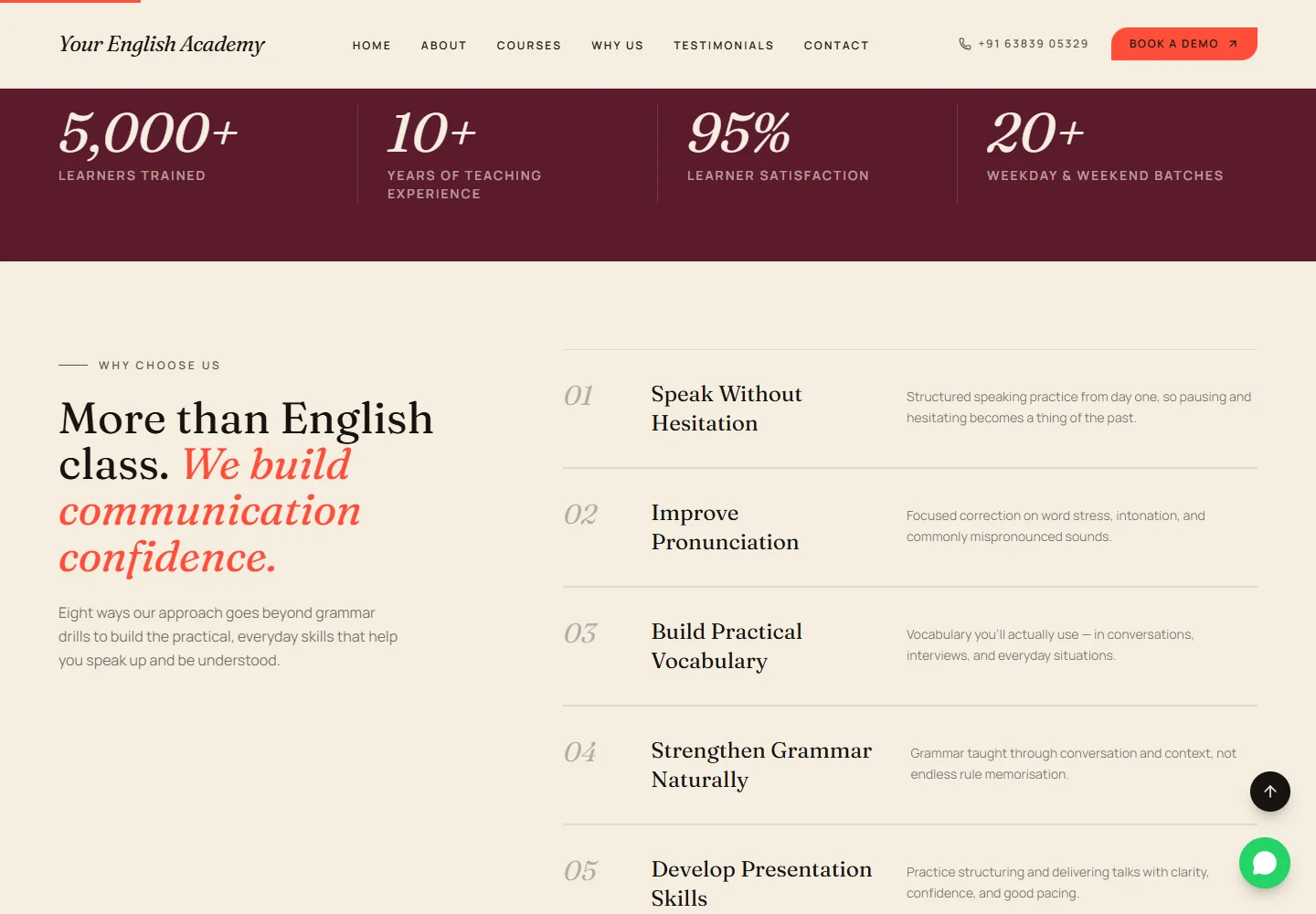 English Coaching detail showing the next part of the experience