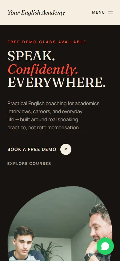 English Coaching mobile homepage