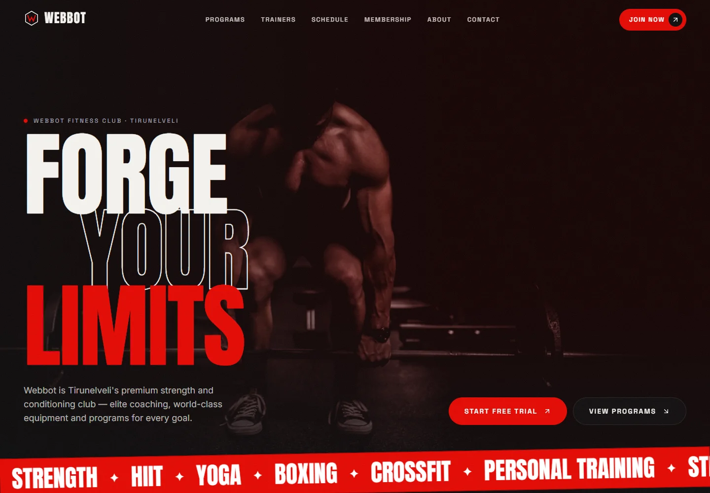 Gym desktop website