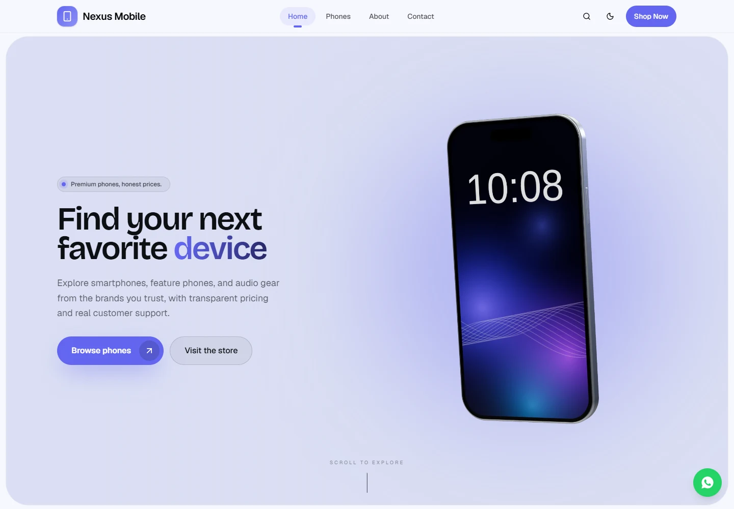 Mobile Store desktop homepage